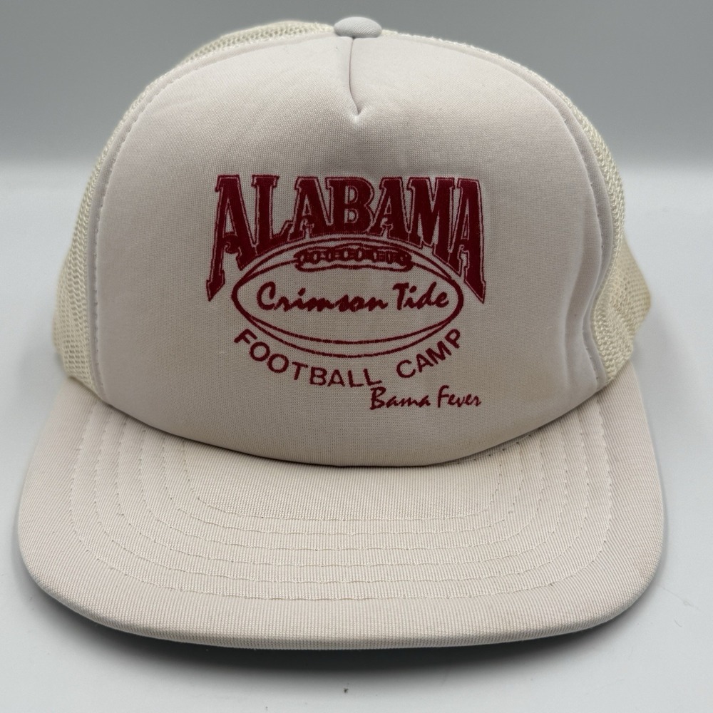 Vintage 80s Alabama Crimson Tide Football Camp‎ Yupoong Mesh Trucker Hat